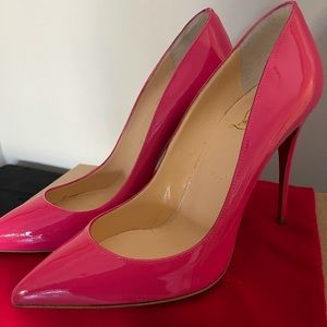 CHRISTIAN LOUBOUTIN Pigalle 100 Patent Leather Pumps HOT PINK